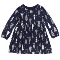 GX460: Girls Charcoal Christmas Print Dress (3-4 Years)